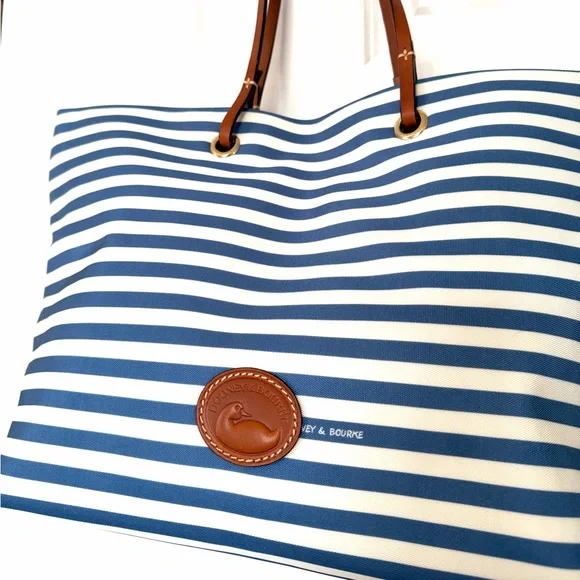 DOONEY & BOURKE•blue stripe Sullivan Addison nautical travel beach tote bag NWT - Picture 3 of 7